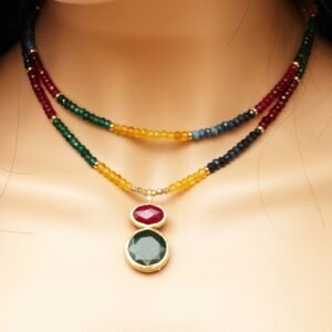 שרשרת אבני חן מולטי קולור ארוכה