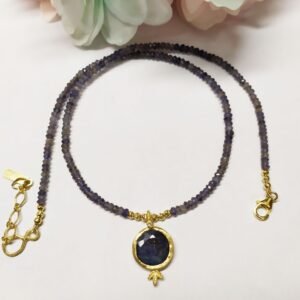 שרשרת היולייט בשילוב ספיר כחול דגם רימון