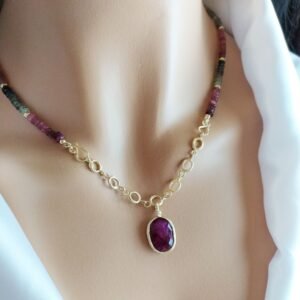 שרשרת טורמלין בשילוב רובי