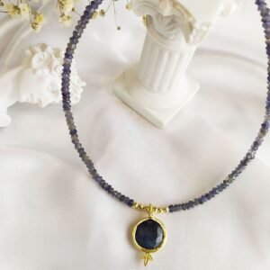 שרשרת היולייט בשילוב ספיר כחול דגם רימון