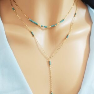 שרשרת טורקיז דו שכבתית עדינה