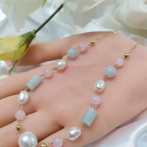 שרשרת אבני חן בגווני פסטל