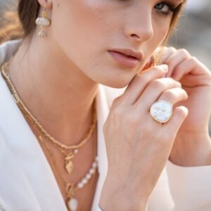 עגילי פנינה וקוורץ