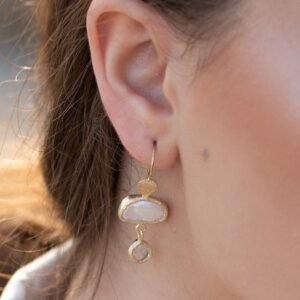 עגילי פנינה וקוורץ