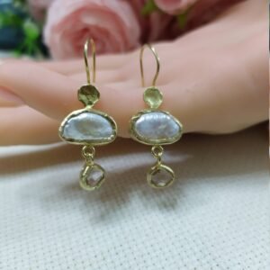 עגילי פנינה וקוורץ