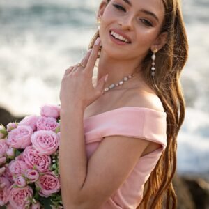 עגילי פנינה ואבני חן פסטל