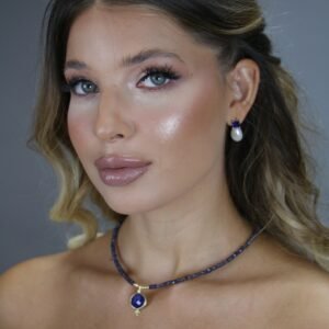 שרשרת היולייט בשילוב ספיר כחול דגם רימון