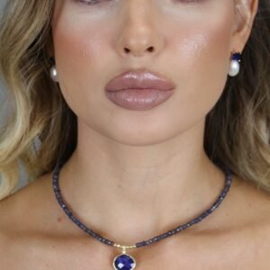 שרשרת היולייט בשילוב ספיר כחול דגם רימון