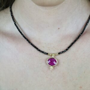 שרשרת בלאק ספינאל בשילוב רובי – דגם רימון