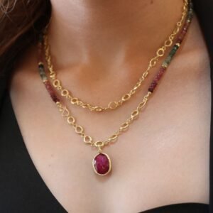 שרשרת טורמלין בשילוב רובי