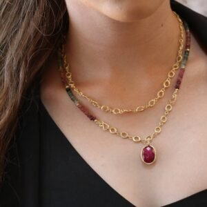 שרשרת טורמלין בשילוב רובי