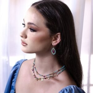 שרשרת אבני חן דו שכבתית