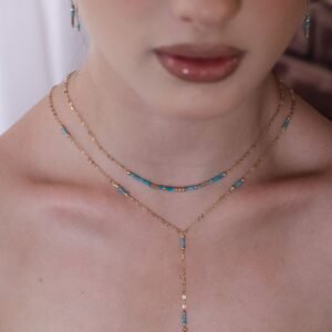 שרשרת טורקיז דו שכבתית עדינה