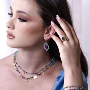 שרשרת אבני חן דו שכבתית