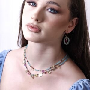 שרשרת אבני חן דו שכבתית