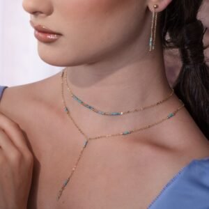 שרשרת טורקיז דו שכבתית עדינה