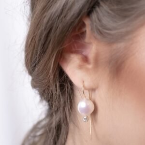 עגילי פנינה בשילוב זירקון