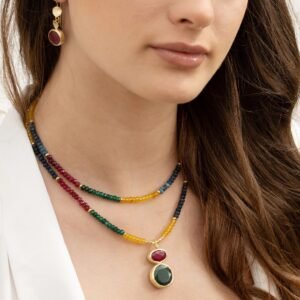 שרשרת אבני חן מולטי קולור ארוכה