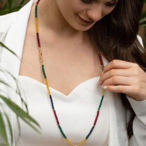 שרשרת אבני חן מולטי קולור ארוכה