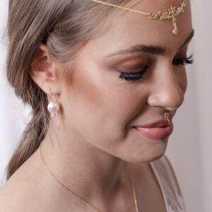 עגילי פנינה בשילוב זירקון