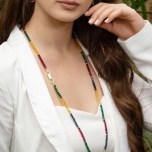 שרשרת אבני חן מולטי קולור ארוכה