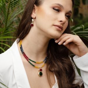 שרשרת אבני חן מולטי קולור ארוכה