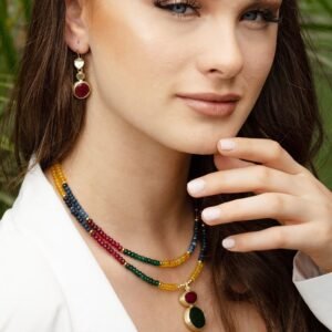 שרשרת אבני חן מולטי קולור ארוכה