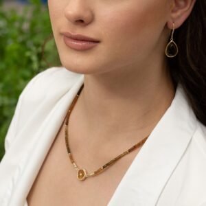 שרשרת טורמלין בשילוב ענבר