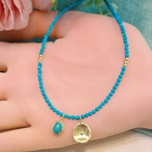 שרשרת שני תליונים טורקיז