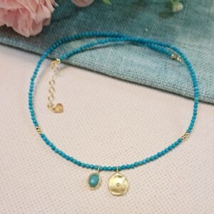 שרשרת שני תליונים טורקיז