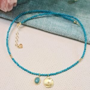 שרשרת שני תליונים טורקיז