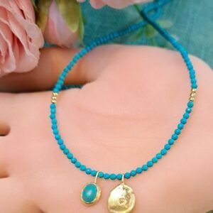 שרשרת שני תליונים טורקיז