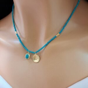 שרשרת שני תליונים טורקיז