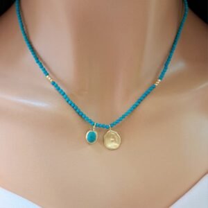 שרשרת שני תליונים טורקיז