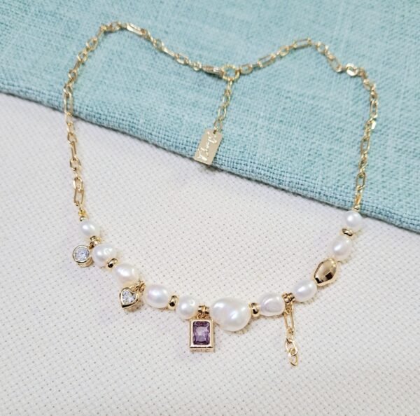 שרשרת פנינים בשילוב זירקונים