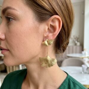 עגילי גינקו מודולריים – בגימור מוברש יוקרתי