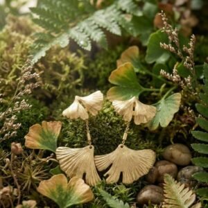 עגילי גינקו מודולריים – בגימור מוברש יוקרתי