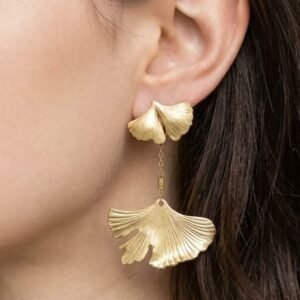 עגילי גינקו מודולריים – בגימור מוברש יוקרתי