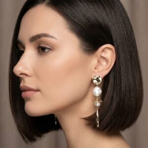 עגילי פנינה וטיפת זהב– שילוב של קלאסיקה ומודרניות